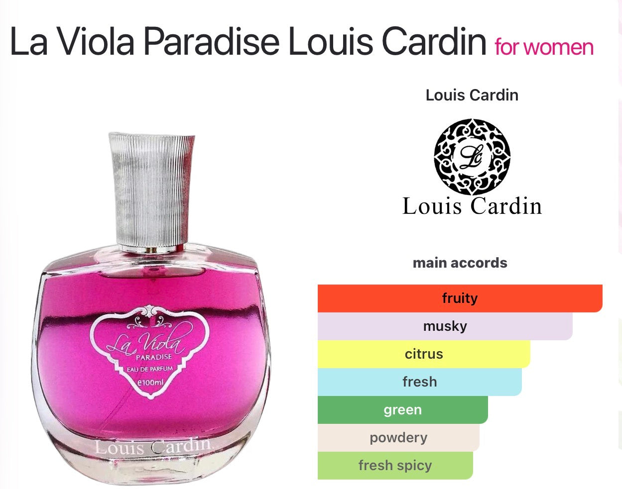La Viola Paradise Louis Cardin EDP 3.4oz