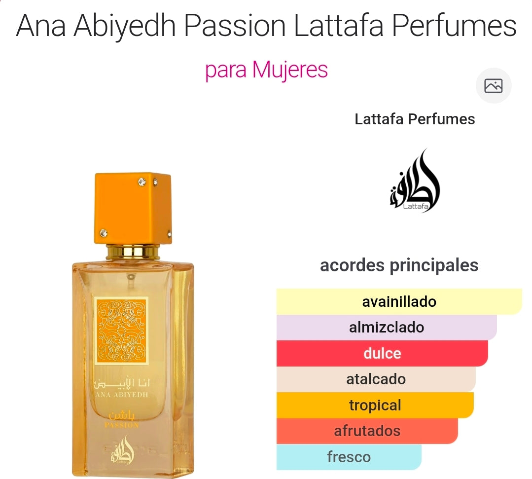 Ana Abiyedh Passion Lattafa Perfumes 2.04oz