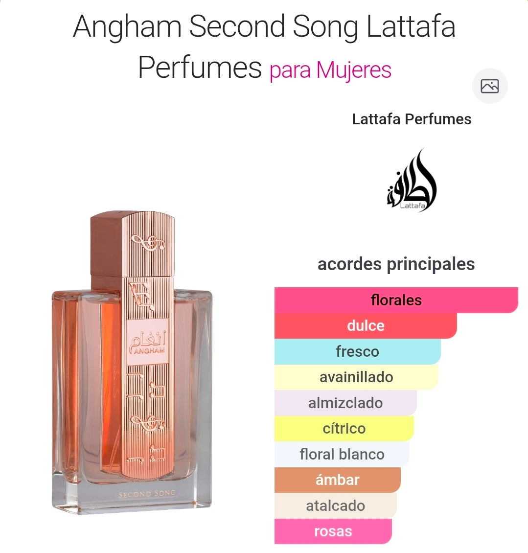 Angham Second Song Lattafa EDP 3.4oz