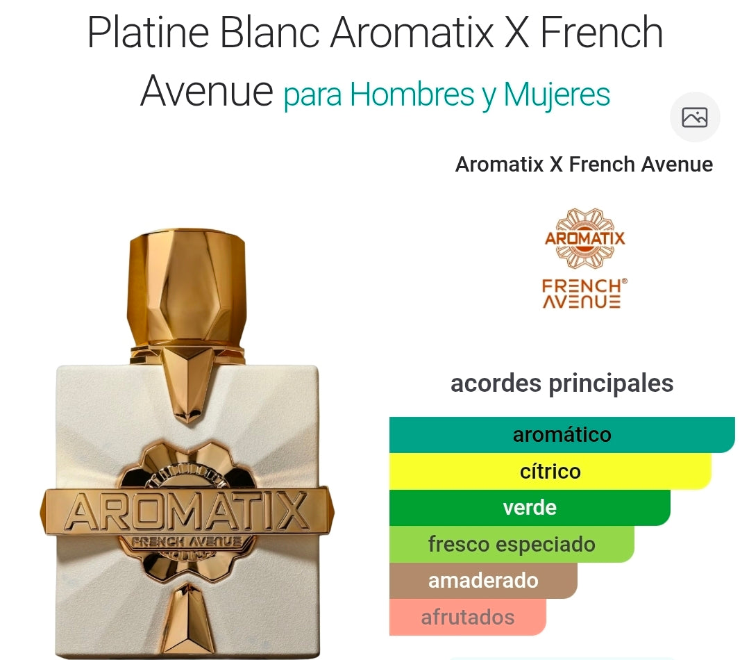 Platine Blanc de Aromatix X French Avenue Extrait Parfum 3.4oz
